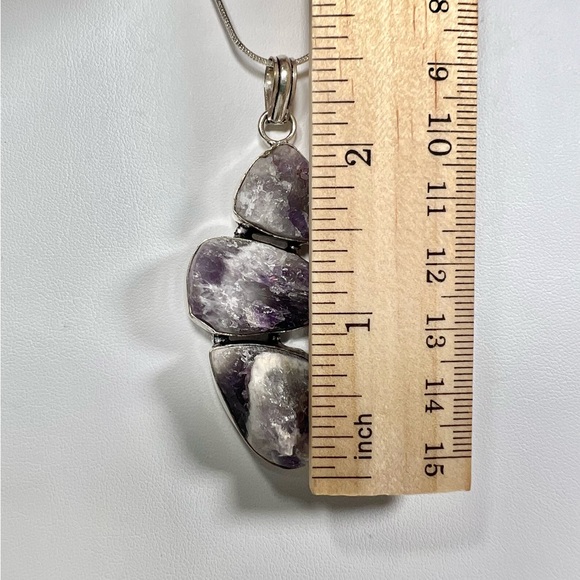 Rough Amethyst 925 Pendant & Bracelet Gemstone set - Picture 4 of 8